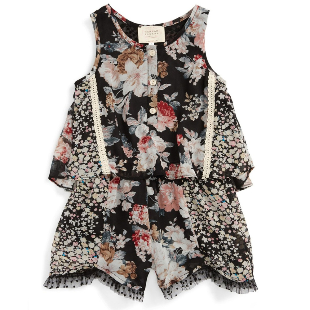 Hannah Banana Floral Print Chiffon Romper